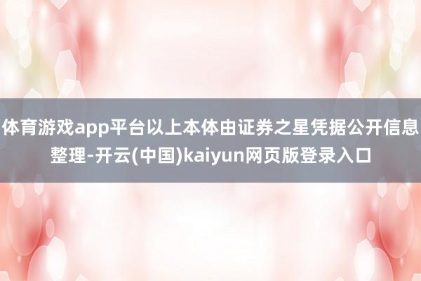 体育游戏app平台以上本体由证券之星凭据公开信息整理-开云(中国)kaiyun网页版登录入口